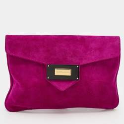 Pre Owned Emporio Armani Pink Suede Envelope Clutch