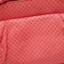 Pre Owned Emporio Armani Pink Snakeskin Embossed Leather Frame Satchel