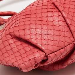 Pre Owned Emporio Armani Pink Snakeskin Embossed Leather Frame Satchel