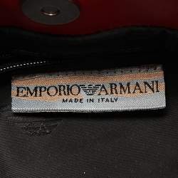 Pre Owned Emporio Armani Pink Snakeskin Embossed Leather Frame Satchel