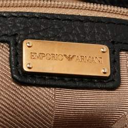 Pre Owned Emporio Armani Black Leather Top Zip Tote