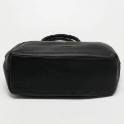 Pre Owned Emporio Armani Black Leather Top Zip Tote