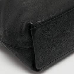 Pre Owned Emporio Armani Black Leather Top Zip Tote