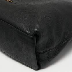 Pre Owned Emporio Armani Black Leather Top Zip Tote