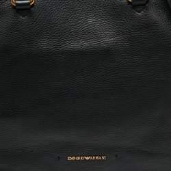 Pre Owned Emporio Armani Black Leather Top Zip Tote