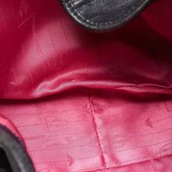 Pre Owned Emporio Armani Navy Blue Grained Leather Hobo