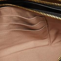 Pre Owned Emporio Armani Black Leather Double Zip Chain Bag