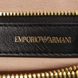 Pre Owned Emporio Armani Black Leather Double Zip Chain Bag