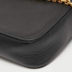 Pre Owned Emporio Armani Black Leather Double Zip Chain Bag