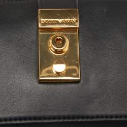 Pre Owned Emporio Armani Black Leather Double Zip Chain Bag