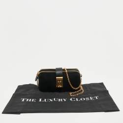 Pre Owned Emporio Armani Black Leather Double Zip Chain Bag