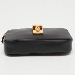 Pre Owned Emporio Armani Black Leather Double Zip Chain Bag