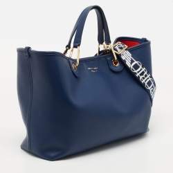 Pre Owned Emporio Armani Blue Leather MyEA Tote