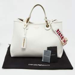 Pre Owned Emporio Armani White Leather MyEA Tote 
