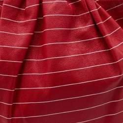 Emporio Armani Red Stripe Print Leather Top Handle Bag