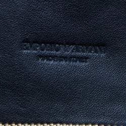 Pre Owned Emporio Armani Black Embossed Patent Leather Continental Wallet