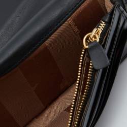 Pre Owned Emporio Armani Black Embossed Patent Leather Continental Wallet