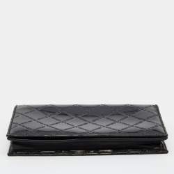 Pre Owned Emporio Armani Black Embossed Patent Leather Continental Wallet