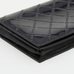 Pre Owned Emporio Armani Black Embossed Patent Leather Continental Wallet