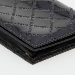 Pre Owned Emporio Armani Black Embossed Patent Leather Continental Wallet