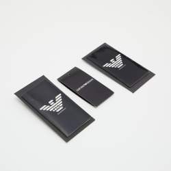 Pre Owned Emporio Armani Black Embossed Patent Leather Continental Wallet