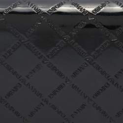 Pre Owned Emporio Armani Black Embossed Patent Leather Continental Wallet