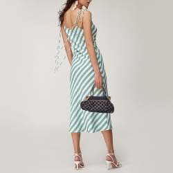 Pre Owned Emporio Armani Tri Color Fabric and Leather Frame Satchel