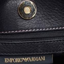 Pre Owned Emporio Armani Tri Color Fabric and Leather Frame Satchel