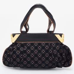 Pre Owned Emporio Armani Tri Color Fabric and Leather Frame Satchel