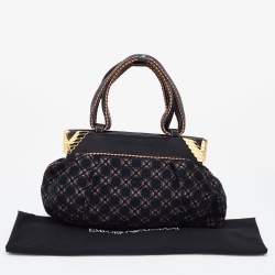 Pre Owned Emporio Armani Tri Color Fabric and Leather Frame Satchel