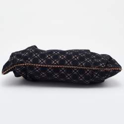 Pre Owned Emporio Armani Tri Color Fabric and Leather Frame Satchel