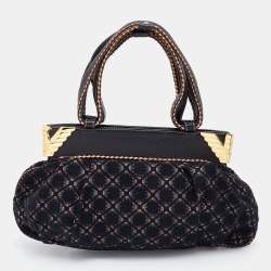 Pre Owned Emporio Armani Tri Color Fabric and Leather Frame Satchel