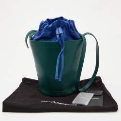 Pre Owned Emporio Armani Green Leather Bucket Bag