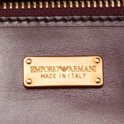 Pre Owned Emporio Armani Grey/Brown Wool and Leather Satchel