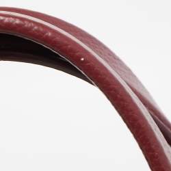 Pre Owned Emporio Armani Burgundy Grained Leather Convertible Tote