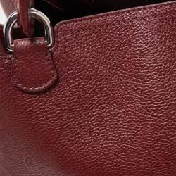 Pre Owned Emporio Armani Burgundy Grained Leather Convertible Tote