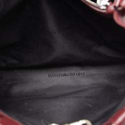 Pre Owned Emporio Armani Burgundy Grained Leather Convertible Tote