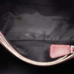 Pre Owned Emporio Armani Burgundy Grained Leather Convertible Tote