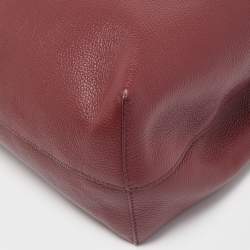Pre Owned Emporio Armani Burgundy Grained Leather Convertible Tote