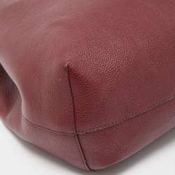 Pre Owned Emporio Armani Burgundy Grained Leather Convertible Tote