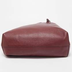 Pre Owned Emporio Armani Burgundy Grained Leather Convertible Tote