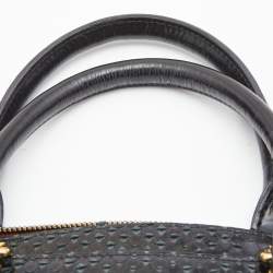  Emporio Armani Black Python Embossed Leather Dome Satchel
