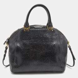  Emporio Armani Black Python Embossed Leather Dome Satchel