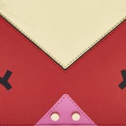 Pre Owned Emporio Armani Red/Gold Leather Pig Tassel Clutch