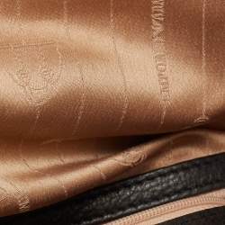 Pre Owned Emporio Armani Black Leather Frame Fold Over Expandable Bag