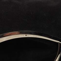 Pre Owned Emporio Armani Black Leather Frame Fold Over Expandable Bag