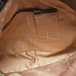 Pre Owned Emporio Armani Black Croc Embossed Leather Top Zip Satchel