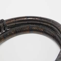 Pre Owned Emporio Armani Black Croc Embossed Leather Top Zip Satchel