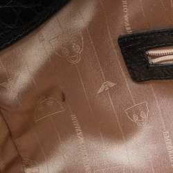 Pre Owned Emporio Armani Black Croc Embossed Leather Top Zip Satchel