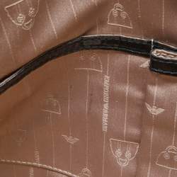 Pre Owned Emporio Armani Black Croc Embossed Leather Top Zip Satchel